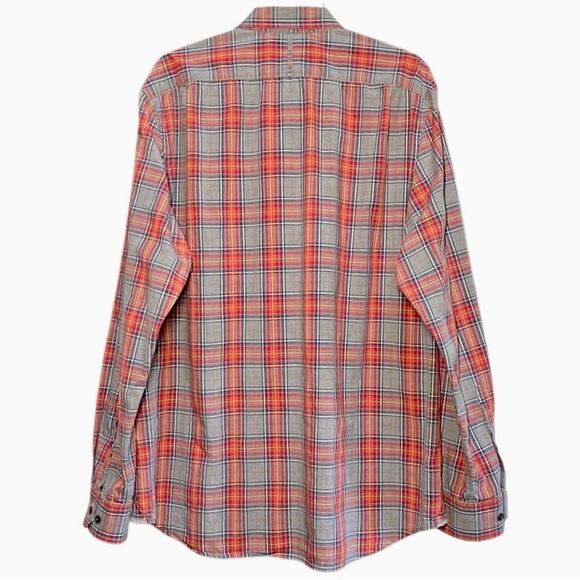 Banana Republic Plaid Button Down Shirt in Grey/Orange/Red Men’s XL/17-17 1/2 - Picture 3 of 6